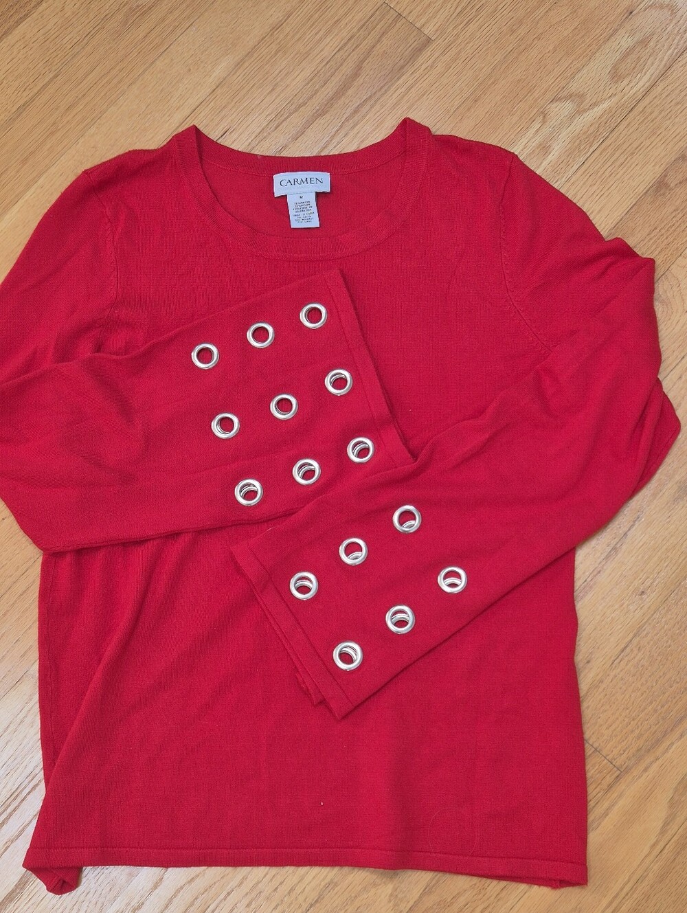Carmen red long-sleeve knit top size medium